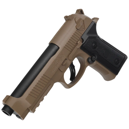 Airgun Set 63: Niksan Defence NKS CP92 Tan 4.5 mm Air Pistol, 1400 BBs, 10 CO₂ Cartridges, 100 Targets