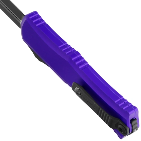 Microtech Hera II Mini D/E OTF Knife Purple Aluminum, Black M390MK by Tony and Sean Marfione (1702M-1PU)