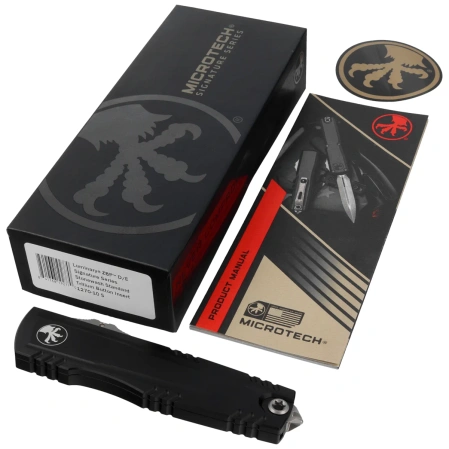 Microtech Luminary ZBP D/E Signature OTF Knife Black Aluminum, Stonewashed M390MK by Tony Marfione (1270-10S)