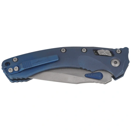 Nóż składany Microtech Amphibian Ram-Lok S/E Marfione Select Blue Slab Side Titanium, Blue HW, Apocalyptic M390MK by Tony Marfione (137RL-10APMS2)