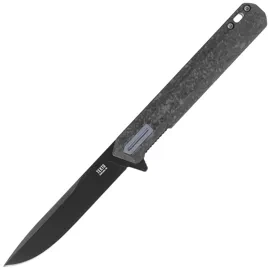 Nóż składany Tekto F2 Bravo Black Forged Carbon Fiber, Blue HW/Clip, Black D2