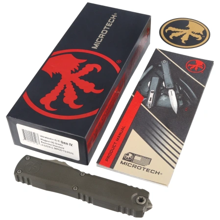 Nóż automatyczny OTF Microtech Ultratech Gen IV D/E Magpul OD Green Bazooka Aluminium, Magpul OD Green Bazooka M390MK by Tony Marfione (11224-1MPOD-T10S21)