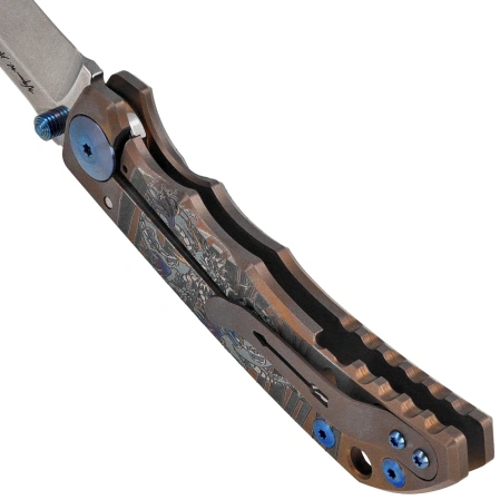 Spartan Blades Harsey Folder ''Dragon'' Bronze Titanium, Stonewashed MagnaCut by William W. Harsey (SF5Dragon)