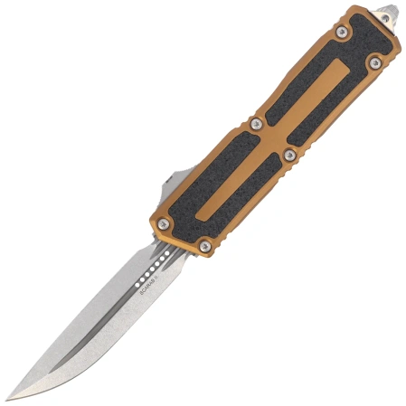 Microtech Scarab II Gen III D/E-S OTF Knife Tan Aluminum, Stonewashed M390MK by Tony Marfione (1180-10TA)