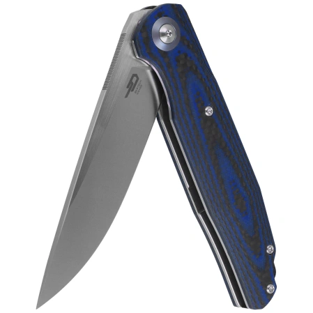 Bestech Ascot Blue Carbon Fiber/G10, Satin D2 Knife (BG19C)