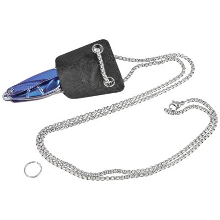 RikeKnife Mini Hummingbird Blue Titanium, Rose Damascus by Richard Wu (RK-MINI-BL)