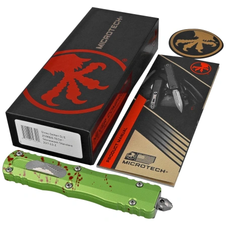 Microtech Dirac Delta D/E OTF Knife Zombie Tech Aluminum, Stonewashed by Tony Marfione (227-10Z)