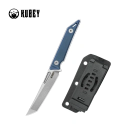 Kubey Goliath Knife Denim Micarta, Beadblasted 14C28N by Jake Hoback (KU430C)