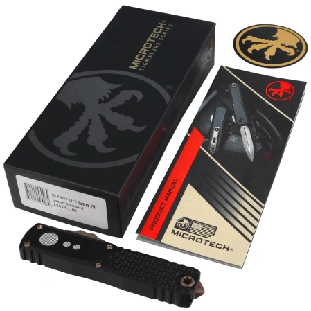 Nóż automatyczny OTF Microtech UTX-85 Gen IV D/E Signature Jedi Master Aluminium, Green M390MK by Tony Marfione (12324-1JM)