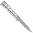 Third Decor Habitat Balisong Knife Grey Stainless Steel, Satin 420 (10967)
