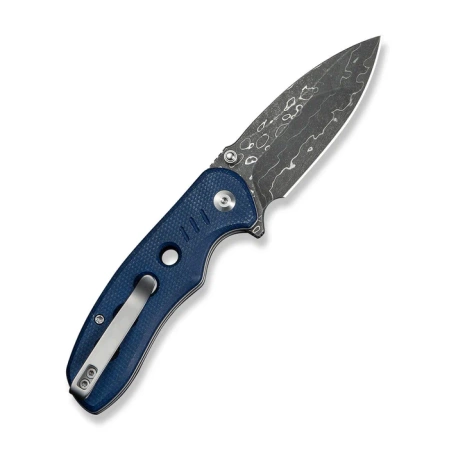Civivi Triptych Knife Blue Canvas Micarta, Damascus (C23085B-DS1)