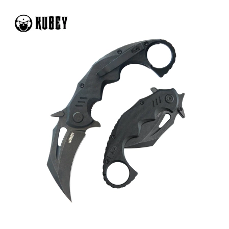 Kubey Mini Wrath Knife Black G10, Blackwashed 14C28N by MUZI Design (KU262E)