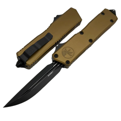 Nóż automatyczny OTF Microtech Scarab II Gen III Executive D/E-S Tan Aluminium, Black Cerakote M390MK by Tony Marfione (1181-1TA)