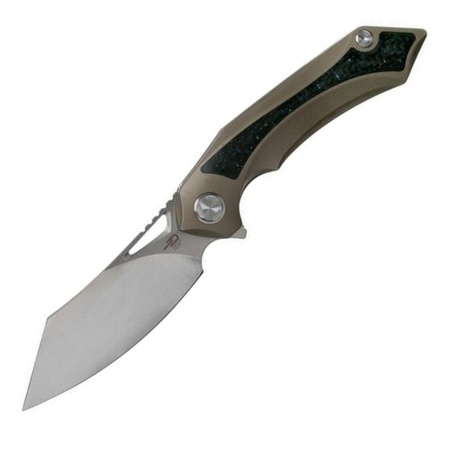 Bestech Knife Kasta Grey Titanium / Blue Carbon Fiber, Polished Stonewash / Satin M390 by Kombou (BT1909H)