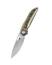 Bestech Senu Knife Bronze Titanium / Fat Carbon, Hand Satin CPM S90V by Kombou (BT2601C)