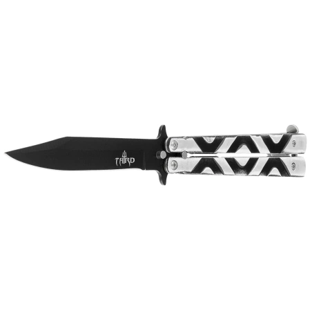 Third Decor Habitat Balisong Knife Grey/Black Aluminum, Black 420 (12313)