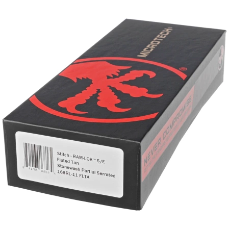 Nóż składany Microtech Stitch Ram-Lok S/E Tan Fluted Aluminium, Stonewashed P/S M390MK by Borka Blades and Tony Marfione (169RL-11FLTA)