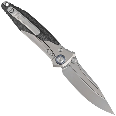 Nóż składany Microtech Socom Bravo Mini S/E Titanium/Carbon Fiber, Blue HW, Bead Blasted M390 by Tony Marfione (260M-7CFTI)