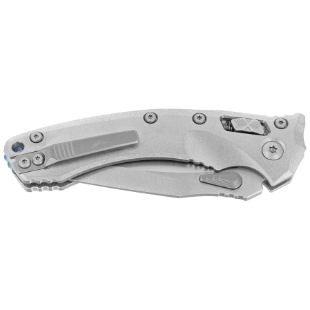 Microtech Amphibian Ram-Lok S/E Marfione Select Knife Stonewashed Slab Side Titanium, Blue HW, Stonewashed M390MK by Tony Marfione (137RL-10MS2)