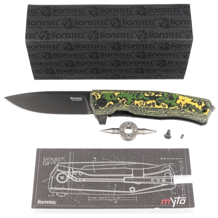 Nóż składany LionSteel Myto Toxic Storm Fat Carbon, Old Black MagnaCut by Molletta (MT01 MC TS)