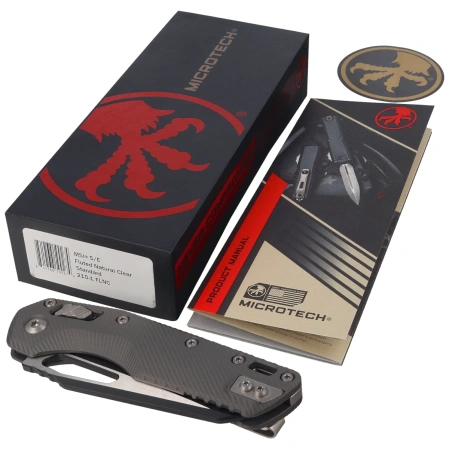 Microtech MSI Mini Ram-Lok S/E Knife Natural Clear Fluted Aluminium, Black M390MK by Tony Marfione (210M-1FLNC)