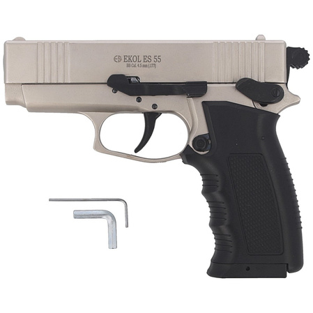 Zestaw pistolet wiatrówka Voltran Ekol ES 55 Satin 4.5 mm, 1400 BBs, 10 kapsuł, tarcze