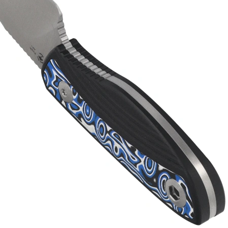 Kizer Finch Knife Black G10/Blue-White Vortex Micarta, Satin AEB-L by Vincent Rizzo (1134A3)