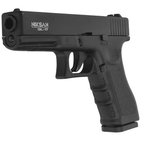 Airgun Set 64: Niksan Defence NKS GL17 Black Blow Back 4.5 mm Air Pistol, 1400 BBs, 10 CO₂ Cartridges, 100 Targets