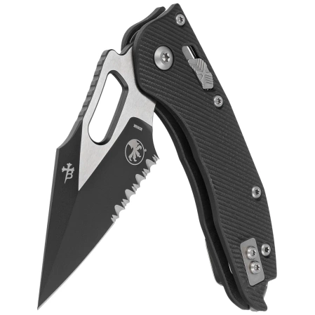 Microtech Stitch Ram-Lok S/E Knife Black Fluted G10, Black P/S M390MK by Borka Blades and Tony Marfione (169RL-2FLGTBK)