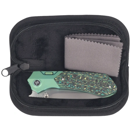 Remette Meteor Knife Green Titanium/Carbon Fiber, Pearlescent M390 (RTPT-CL)