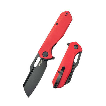 Kubey Atlas Knife Red G10, Blackwashed 14C28N by Jelly Jerry (KU328F)