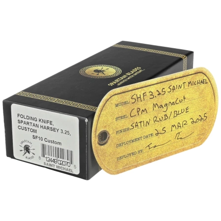 Spartan Blades Harsey Folder 3.25 Special Edition Saint Michael Gray Titanium, Gray HW, Stonewashed MagnaCut  by William W. Harsey Jr.