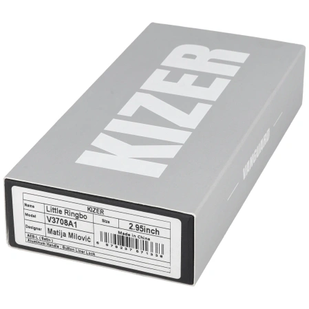 Kizer Little Ringbo Knife Gray Aluminum, Satin AEB-L by Matija Milović (V3708A1)