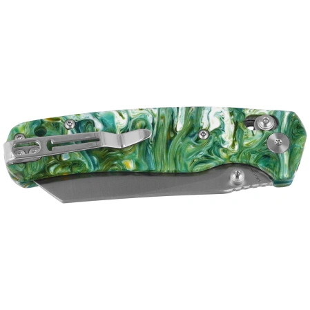 Bestechman Cicada's Wing Knife Green Resin, Satin 10Cr15MoV (BMK06P)