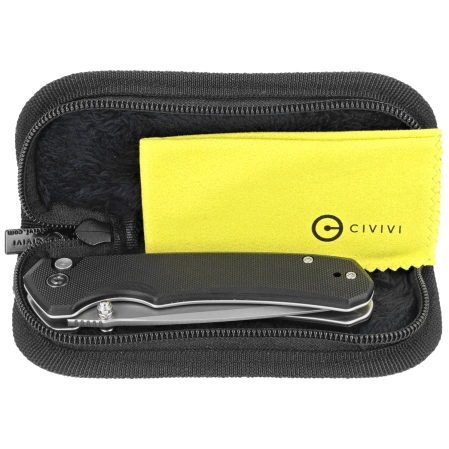 Civivi Brazen Button Lock Knife Black G10, Stonewashed 14C28N (C19059C-1)