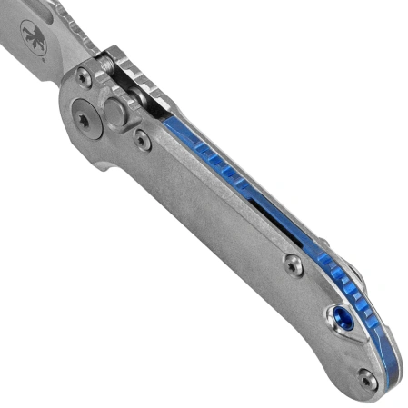 Microtech LUDT Gen III S/E Marfione Select Automatic Knife Stonewashed Slab Side Titanium, Blue HW, Stonewashed M390MK by Tony Marfione (1135-10MS3)