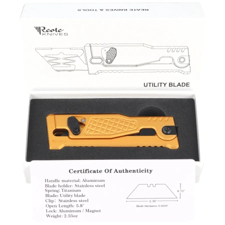 Nóż grawitacyjny Reate EXO-U V1 Yellow Diamond Pattern Aluminium, Stainless Steel