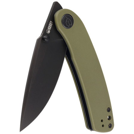 Kubey Knife Momentum Green G10, Dark Stonewashed AUS-10 by Sherif Manganas (KU344G)