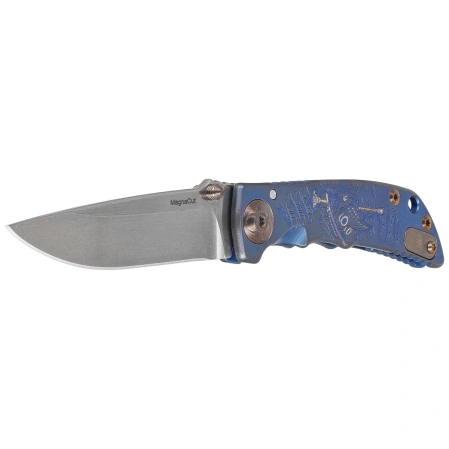 Spartan Blades Harsey Folder 3.25 Plague Doctor Blue Titanium, Stonewashed MagnaCut by William W. Harsey (SF10 Custom Plague BLU)
