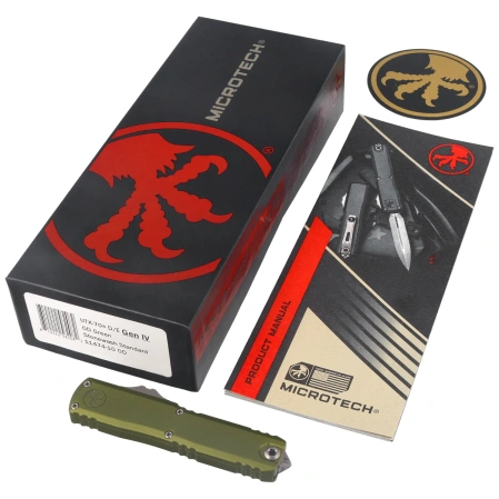 Nóż automatyczny OTF Microtech UTX-70 Gen IV D/E OD Green Aluminium, Stonewashed M390MK by Tony Marfione (11474-10OD)