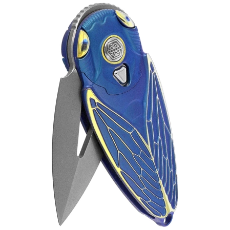 Rike Knife RK Cicada-BG Knife Blue / Gold Titanium, Bead Blasted M390