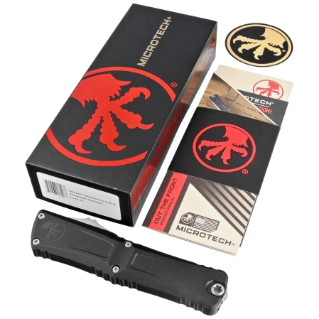 Microtech Combat Troodon Gen III D/E OTF Knife Black Aluminum, Stonewashed M390MK by Tony Marfione (1142-10)