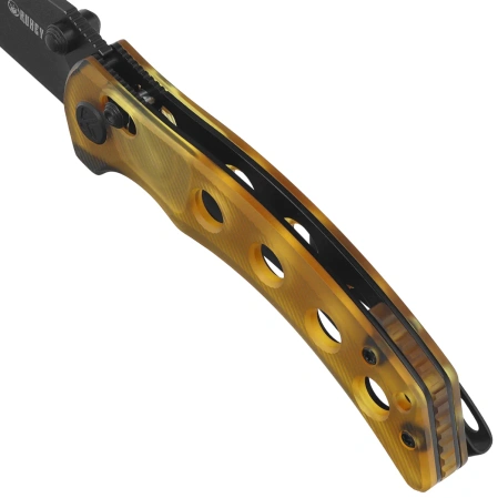 Nóż składany Kubey Hound Yellow Ultem, Black PVD 14C28N by Maksim Tkachuk (KU172H)
