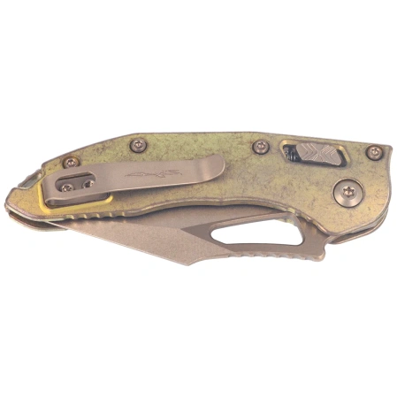 Microtech M-Stitch Ram-Lok S/E Marfione Select Knife Antique Gold Slab Side Titanium, Bronze HW, Bronzed Stonewashed M390MK by Borka Blades and Tony Marfione (169MRL-13MS2)