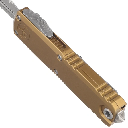 Nóż automatyczny OTF Microtech UTX-85 Gen IV D/E Tan Aluminium, Apocalyptic F/S M390MK by Tony Marfione (12324-D12APTA)