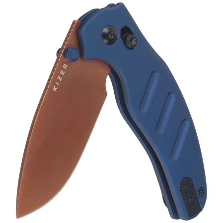 Kizer C01C 2.9 CD Knife Blue Aluminum, Sunset Metal PVD Elmax by Sheepdog Knives (Ki3488.29CDA1)