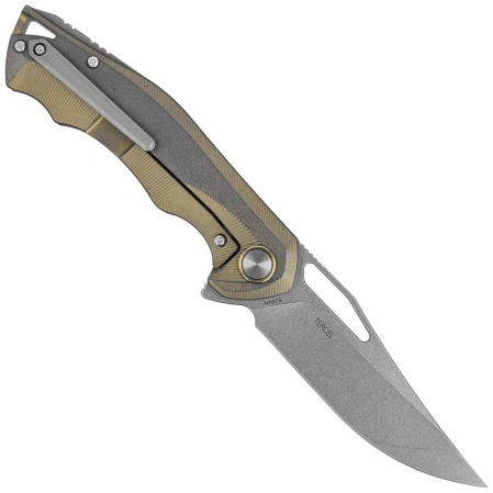 Bestech Tercel Retro Gold/Gray Titanium, Stonewashed CPM S35VN (BT1708A)