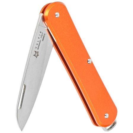 Fox Vulpis Orange Aluminum, Polished N690Co Pocket Knife (FX-VP130 OR)