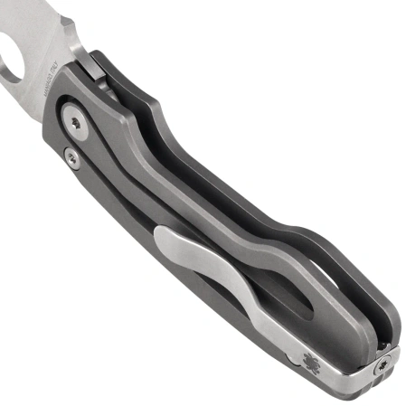 Spyderco Pits 2 Slipit Knife Gray Titanium, Satin M390 by Mike Read (C269TIP)