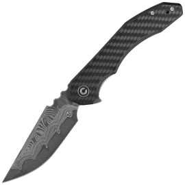 Civivi Bluetick Knife CF Overlay on Black G10, Damascus by Bryan Montalvo (C23050-DS2)
